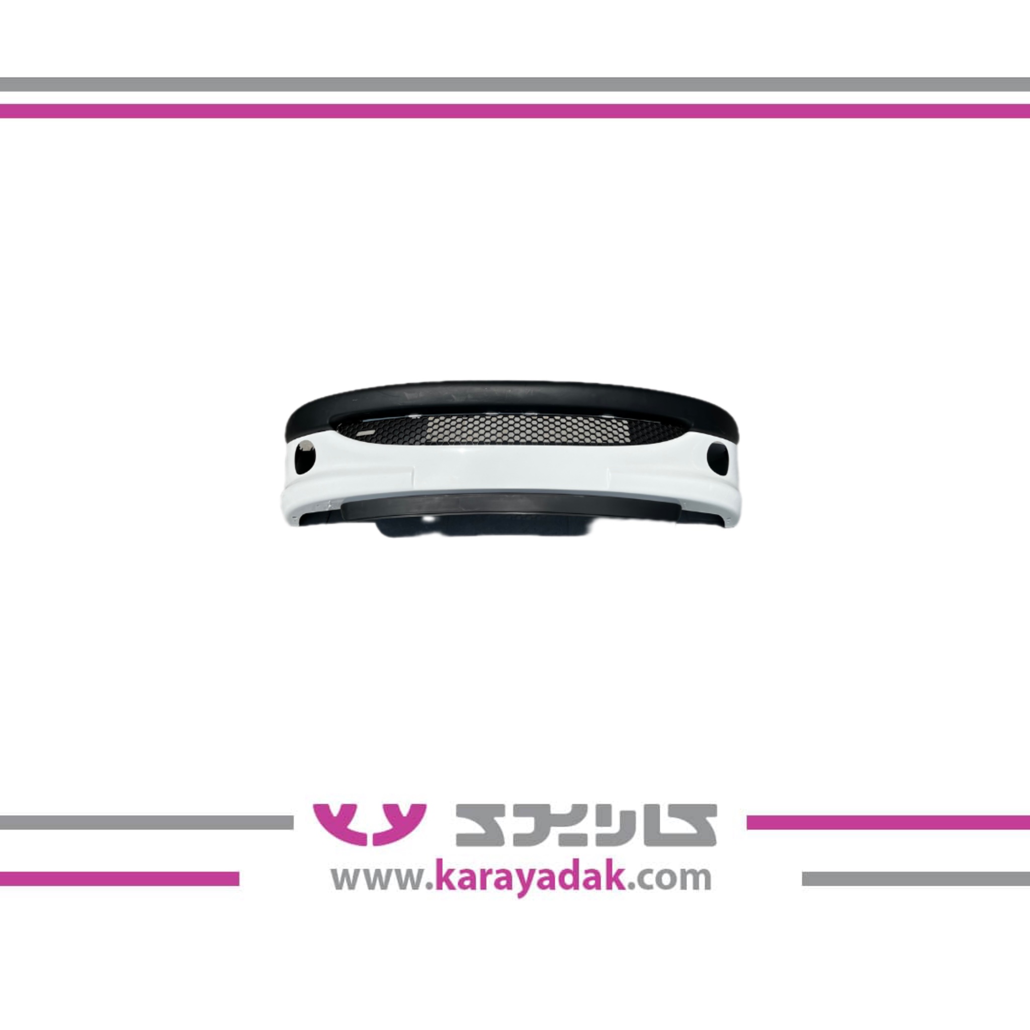سپر جلو 206HB-SD سفید 9020 با شبکه و نوار لاستیکی لبه پایینی بدون متعلقات ایساکو 